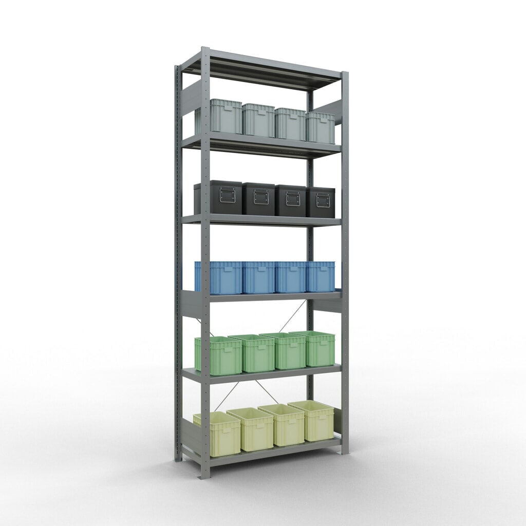 SCHULTE Fachbodenregal verzinkt, Fachlast 330 kg, HxBxT 2.500 x 1.060 x 436 mm Produktabbildung Nr. 3: SCHULTE Fachbodenregal verzinkt, Fachlast 330 kg, HxBxT 2.500 x 1.060 x 436 mm