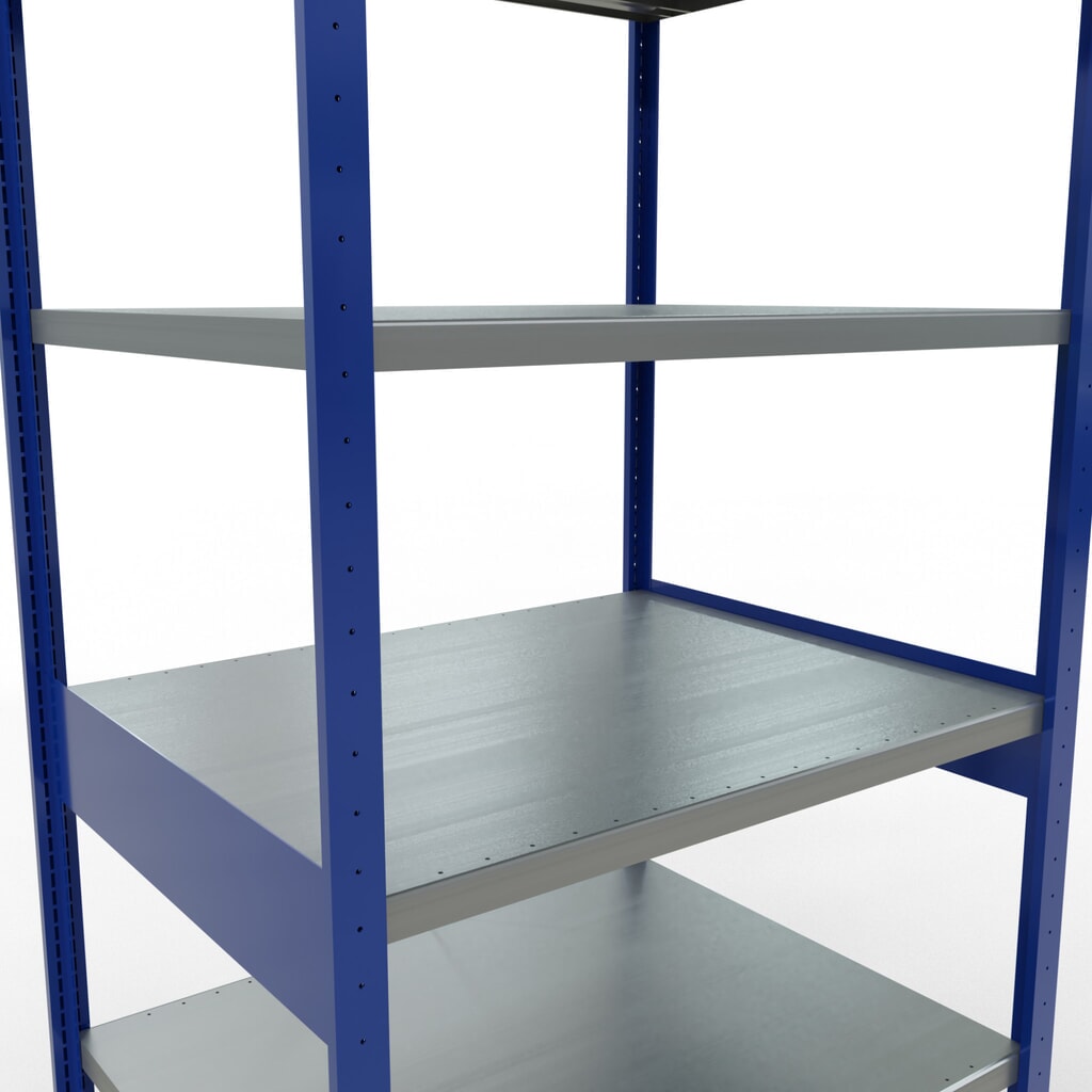 SCHULTE Fachbodenregal enzianblau/verzinkt, Fachlast 330 kg, HxBxT 2.500 x 1.060 x 836 mm Produktabbildung Nr. 5: SCHULTE Fachbodenregal enzianblau/verzinkt, Fachlast 330 kg, HxBxT 2.500 x 1.060 x 836 mm