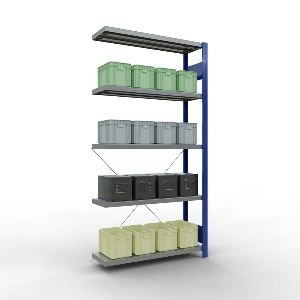 SCHULTE Fachbodenregal Steckmontage, AF, FL 330 kg, enzianblau/verzinkt, HxBxT 2.000 x 1.000 x 300 mm Produktabbildung Nr. 3: SCHULTE Fachbodenregal Steckmontage, AF, FL 330 kg, enzianblau/verzinkt, HxBxT 2.000 x 1.000 x 300 mm