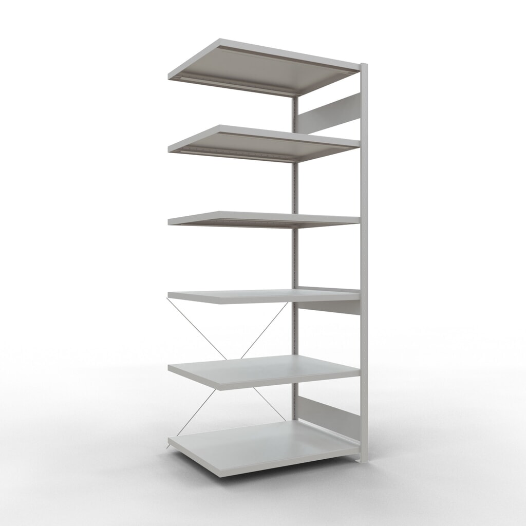 Produktabbildung: SCHULTE Fachbodenregal Steckmontage, AF, FL 330 kg, lichtgrau, HxBxT 2.500 x 1.000 x 800 mm