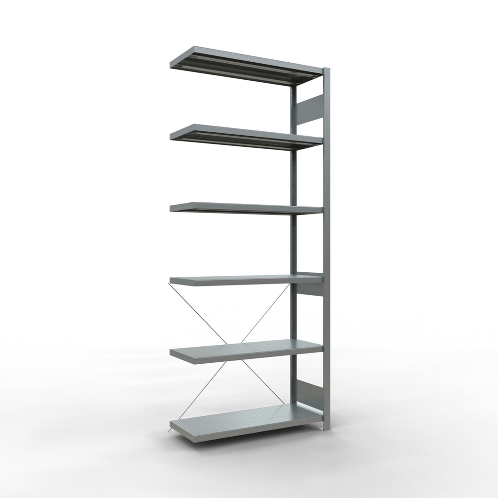 SCHULTE Fachbodenregal Steckmontage, AF, FL 330 kg, verzinkt, HxBxT 2.500 x 1.000 x 400 mm Produktabbildung: SCHULTE Fachbodenregal Steckmontage, AF, FL 330 kg, verzinkt, HxBxT 2.500 x 1.000 x 400 mm