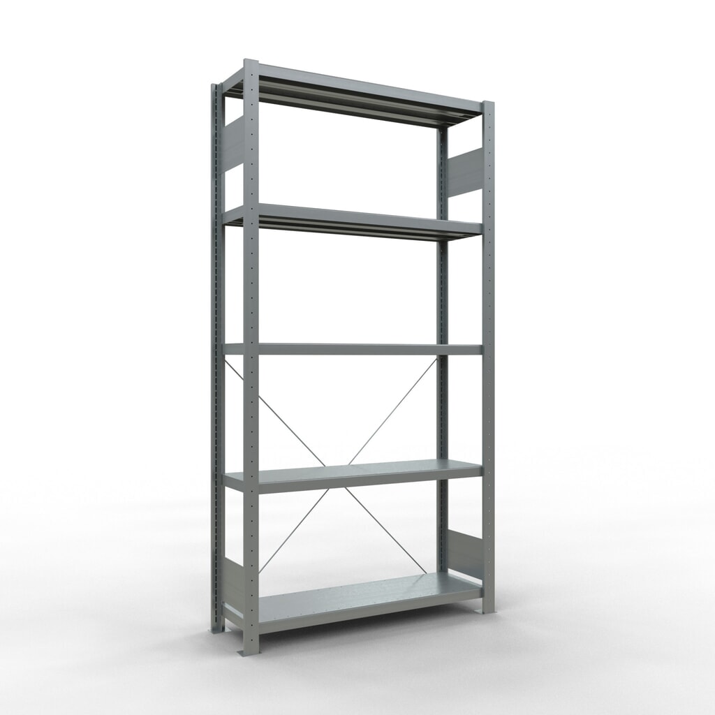 Produktabbildung: SCHULTE Fachbodenregal verzinkt mit 5 Stahlblechböden, Fachlast 330 kg, HxBxT 2.000 x 1.060 x 336 mm