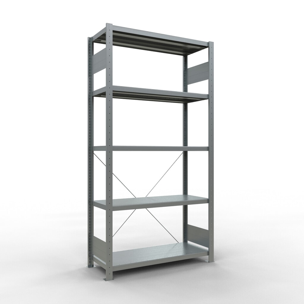 SCHULTE Fachbodenregal verzinkt mit 5 Stahlblechböden, Fachlast 330 kg, HxBxT 2.000 x 1.060 x 436 mm Produktabbildung: SCHULTE Fachbodenregal verzinkt mit 5 Stahlblechböden, Fachlast 330 kg, HxBxT 2.000 x 1.060 x 436 mm