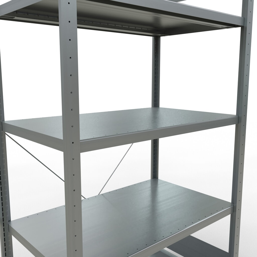 SCHULTE Fachbodenregal verzinkt mit 5 Stahlblechböden, Fachlast 330 kg, HxBxT 2.000 x 1.060 x 636 mm Produktabbildung Nr. 5: SCHULTE Fachbodenregal verzinkt mit 5 Stahlblechböden, Fachlast 330 kg, HxBxT 2.000 x 1.060 x 636 mm