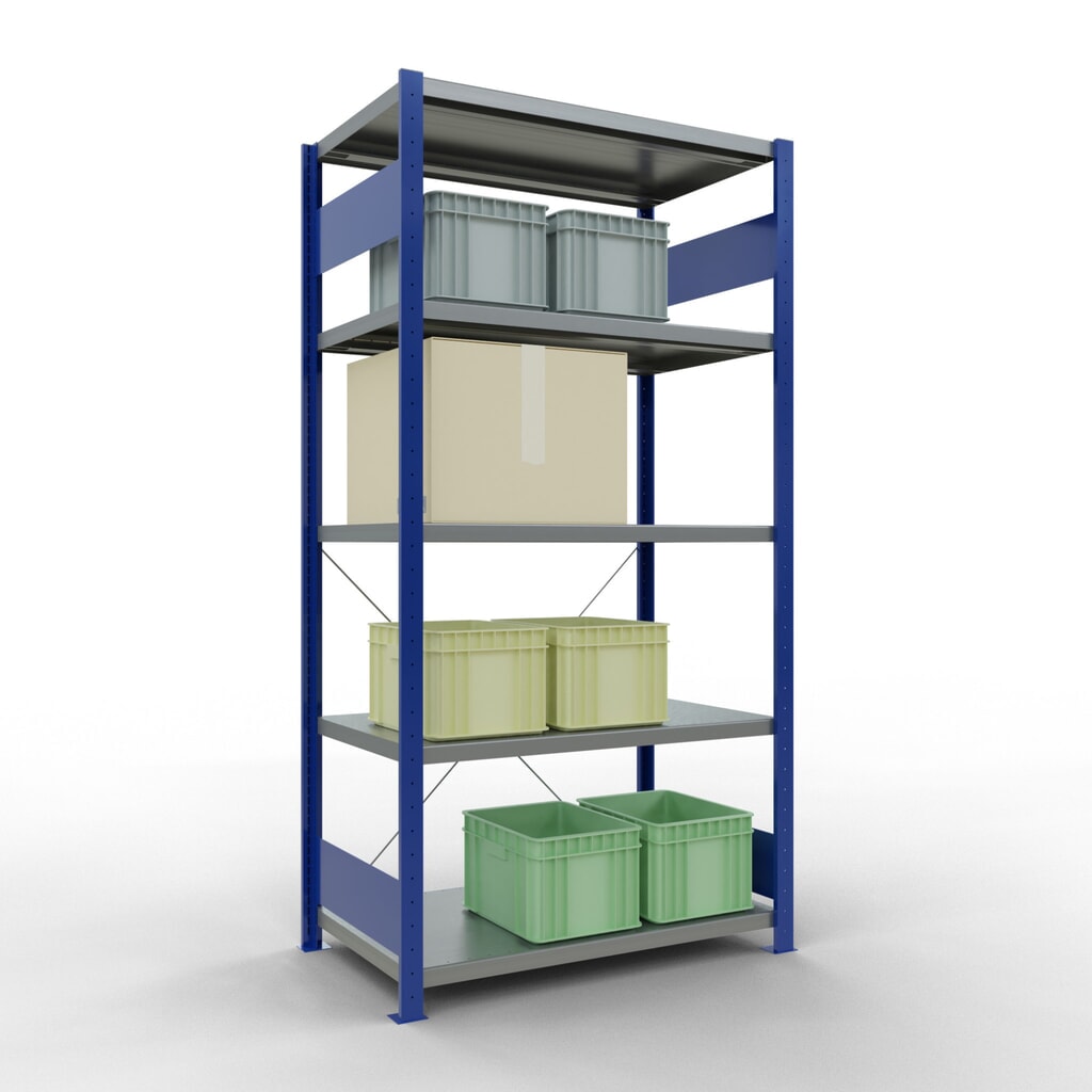 Produktabbildung Nr. 3: SCHULTE Fachbodenregal enzianblau/verzinkt mit 5 Stahlblechböden, Fachlast 330 kg, HxBxT 2.000 x 1.060 x 636 mm