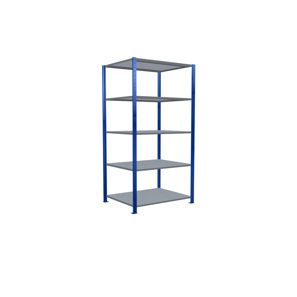 SCHULTE Fachbodenregal enzianblau/verzinkt mit 5 Stahlblechböden, Fachlast 330 kg, HxBxT 2.000 x 1.060 x 836 mm Produktabbildung Nr. 2: SCHULTE Fachbodenregal enzianblau/verzinkt mit 5 Stahlblechböden, Fachlast 330 kg, HxBxT 2.000 x 1.060 x 836 mm
