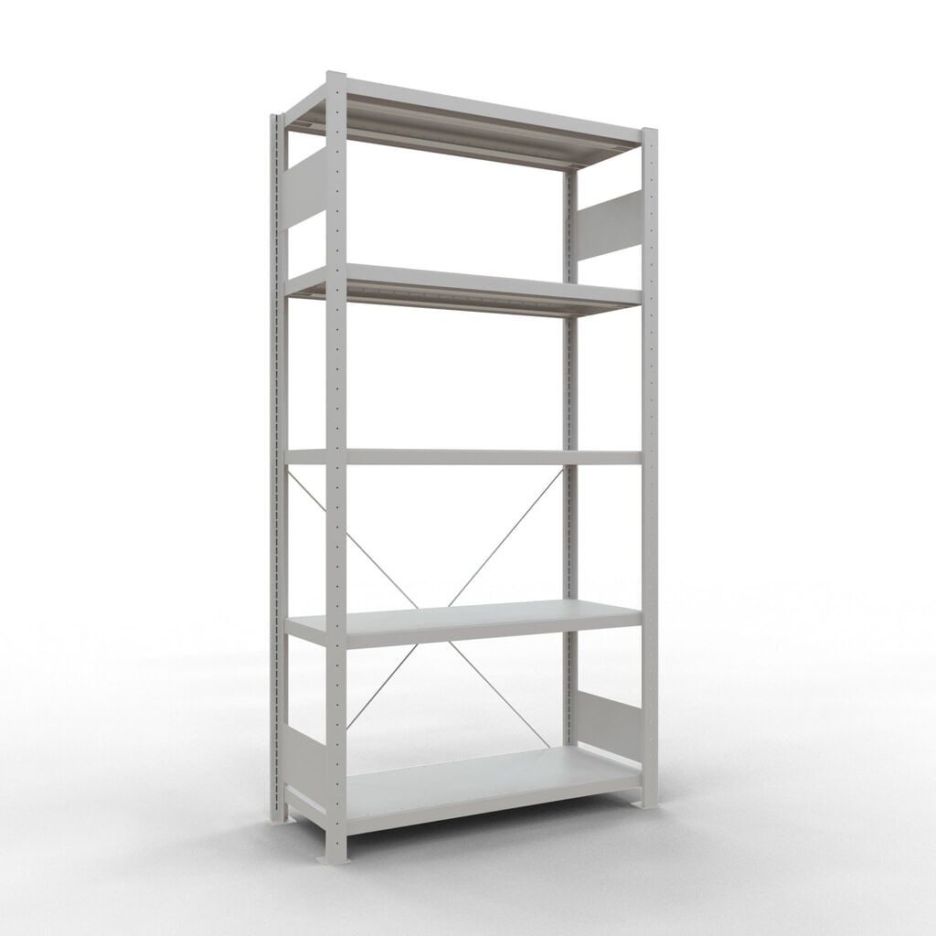 Produktabbildung: SCHULTE Fachbodenregal lichtgrau mit 5 Stahlblechböden, Fachlast 330 kg, HxBxT 2.000 x 1.060 x 436 mm