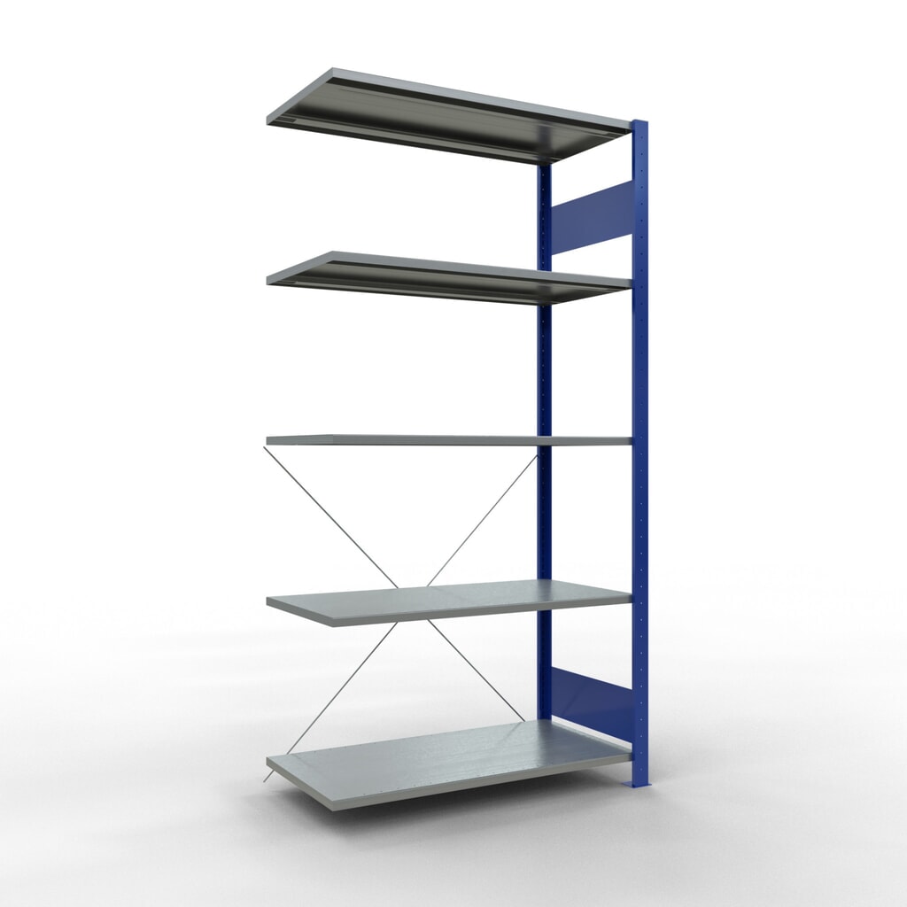 Produktabbildung: SCHULTE Fachbodenregal Stecksystem, AF, FL 150 kg, enzianblau/verzinkt, HxBxT 2.000 x 1.000 x 500 mm