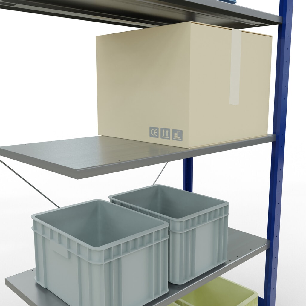 Produktabbildung Nr. 3: SCHULTE Fachbodenregal Stecksystem, AF, FL 150 kg, enzianblau/verzinkt, HxBxT 2.000 x 1.000 x 500 mm