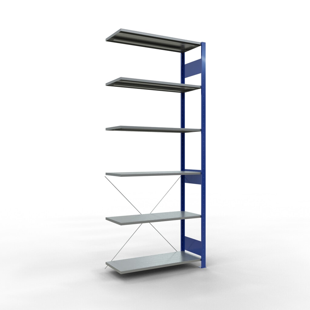Produktabbildung: SCHULTE Fachbodenregal Stecksystem, AF, FL 150 kg, enzianblau/verzinkt, HxBxT 2.500 x 1.000 x 400 mm