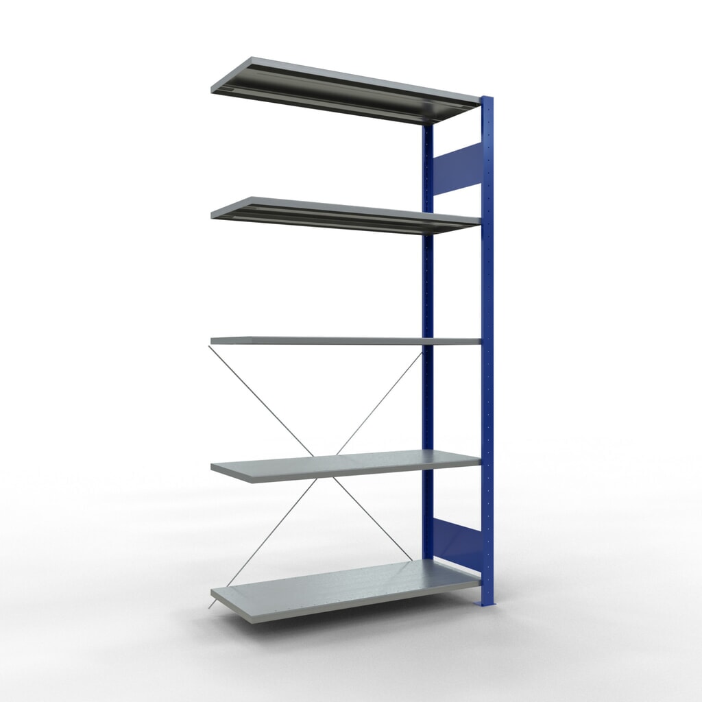 Produktabbildung: SCHULTE Fachbodenregal Stecksystem, AF, FL 150 kg, enzianblau/verzinkt, HxBxT 2.000 x 1.000 x 400 mm