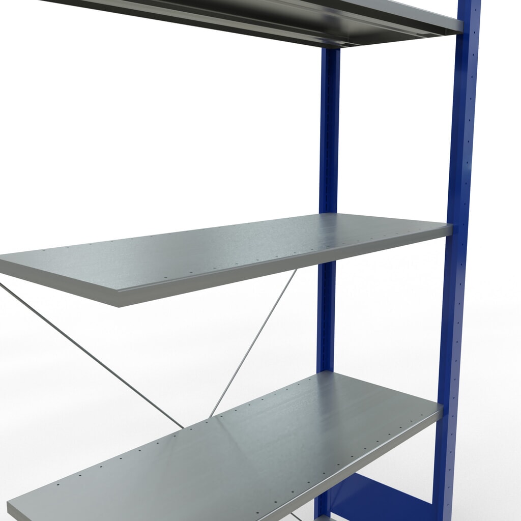 SCHULTE Fachbodenregal Stecksystem, AF, FL 150 kg, enzianblau/verzinkt, HxBxT 2.000 x 1.000 x 400 mm Produktabbildung Nr. 2: SCHULTE Fachbodenregal Stecksystem, AF, FL 150 kg, enzianblau/verzinkt, HxBxT 2.000 x 1.000 x 400 mm