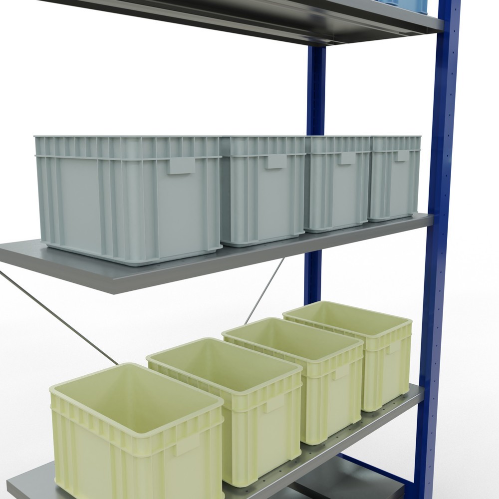 Produktabbildung Nr. 3: SCHULTE Fachbodenregal Stecksystem, AF, FL 150 kg, enzianblau/verzinkt, HxBxT 2.000 x 1.000 x 400 mm
