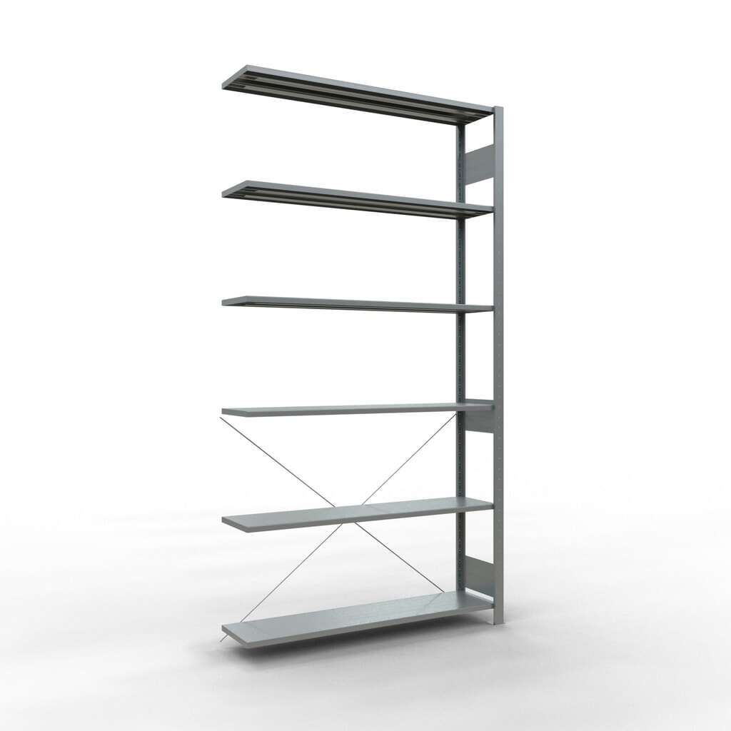 SCHULTE Fachbodenregal Stecksystem, AF, FL 150 kg, verzinkt, HxBxT 2.500 x 1.300 x 300 mm Produktabbildung: SCHULTE Fachbodenregal Stecksystem, AF, FL 150 kg, verzinkt, HxBxT 2.500 x 1.300 x 300 mm