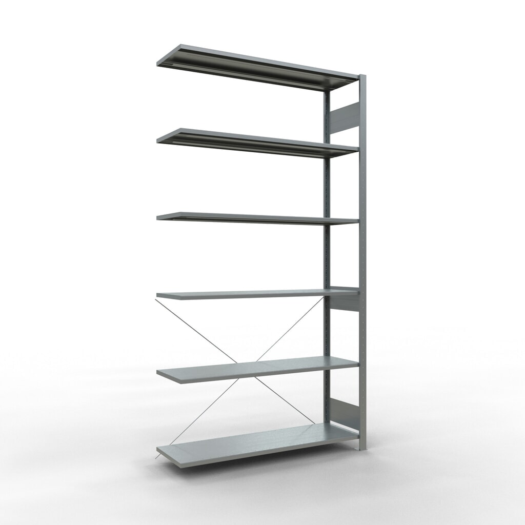Produktabbildung: SCHULTE Fachbodenregal Stecksystem, AF, FL 150 kg, verzinkt, HxBxT 2.500 x 1.300 x 400 mm