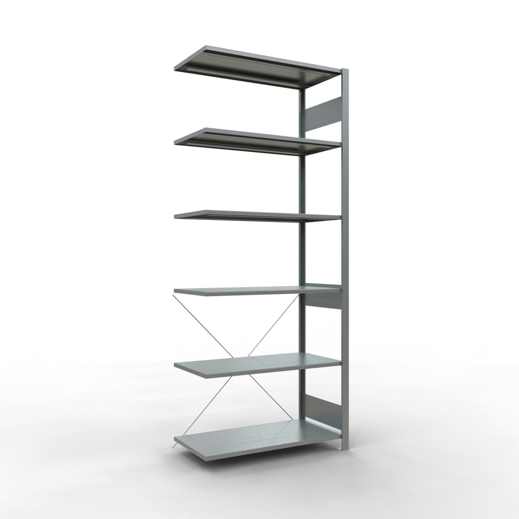 Produktabbildung: SCHULTE Fachbodenregal Stecksystem, AF, FL 150 kg, verzinkt, HxBxT 2.500 x 1.000 x 500 mm