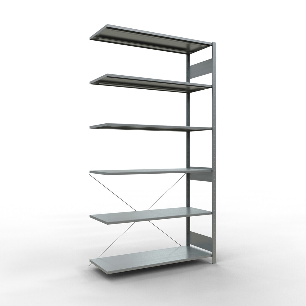 SCHULTE Fachbodenregal Stecksystem, AF, FL 150 kg, verzinkt, HxBxT 2.500 x 1.300 x 500 mm Produktabbildung: SCHULTE Fachbodenregal Stecksystem, AF, FL 150 kg, verzinkt, HxBxT 2.500 x 1.300 x 500 mm