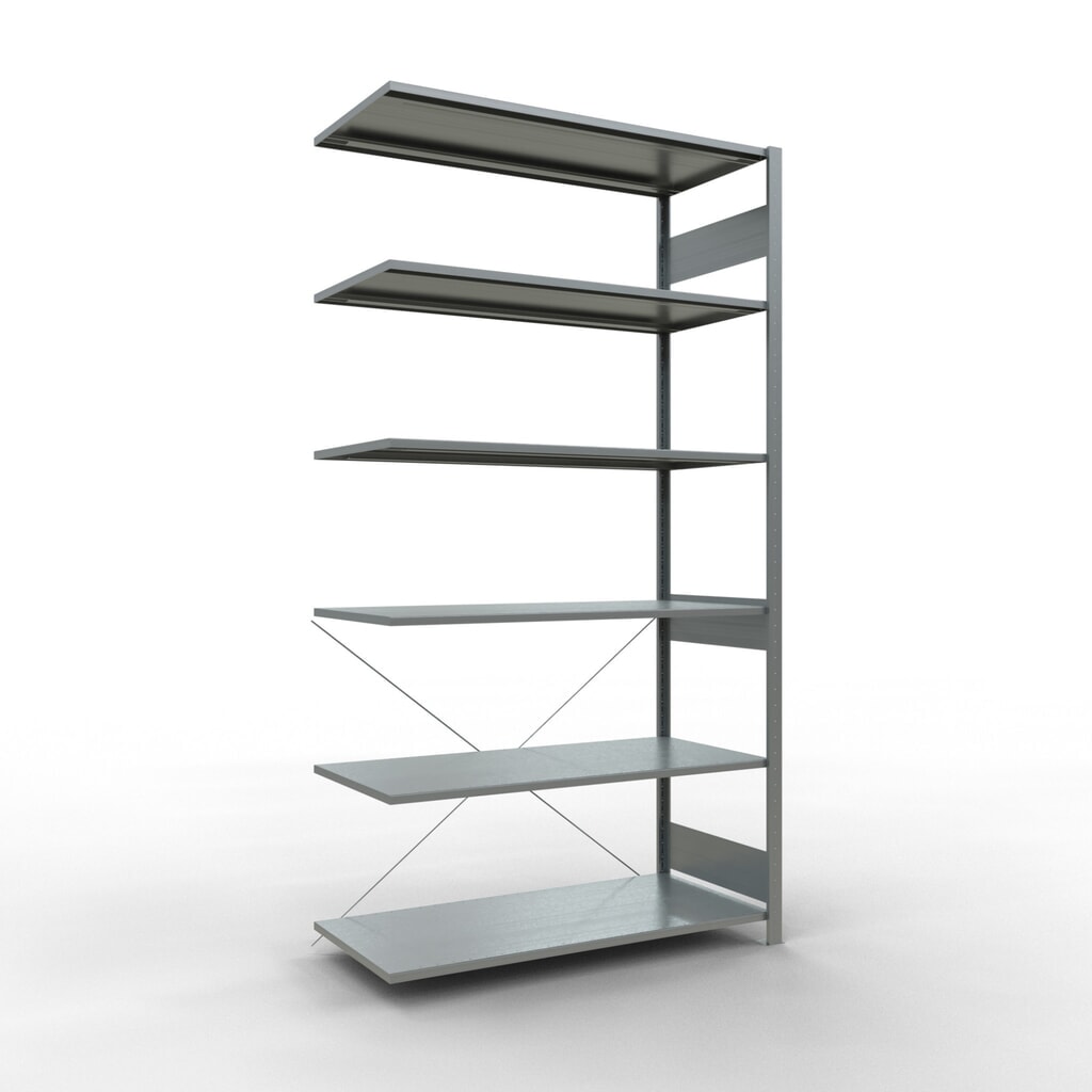 SCHULTE Fachbodenregal Stecksystem, AF, FL 150 kg, verzinkt, HxBxT 2.500 x 1.300 x 600 mm Produktabbildung: SCHULTE Fachbodenregal Stecksystem, AF, FL 150 kg, verzinkt, HxBxT 2.500 x 1.300 x 600 mm