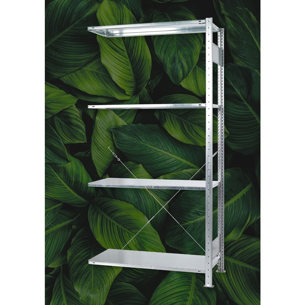 N° de l'image du produit 3 : SCHULTE Green Rayonnage à tablettes, montage par enfichage, travée auxiliaire, charge par tablette 150 kg, galvanisé, HxlxP 2 000 x 1 000 x 600 mm