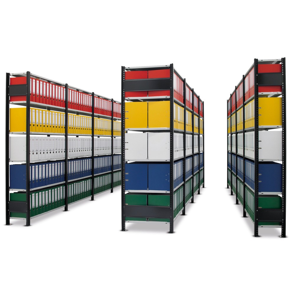 Produktabbildung Nr. 5: SCHULTE Aktenregal AF, einseitig, ohne Endanschläge, FL 85 kg, schwarz, HxBxT 1.800 x 750 x 300 mm
