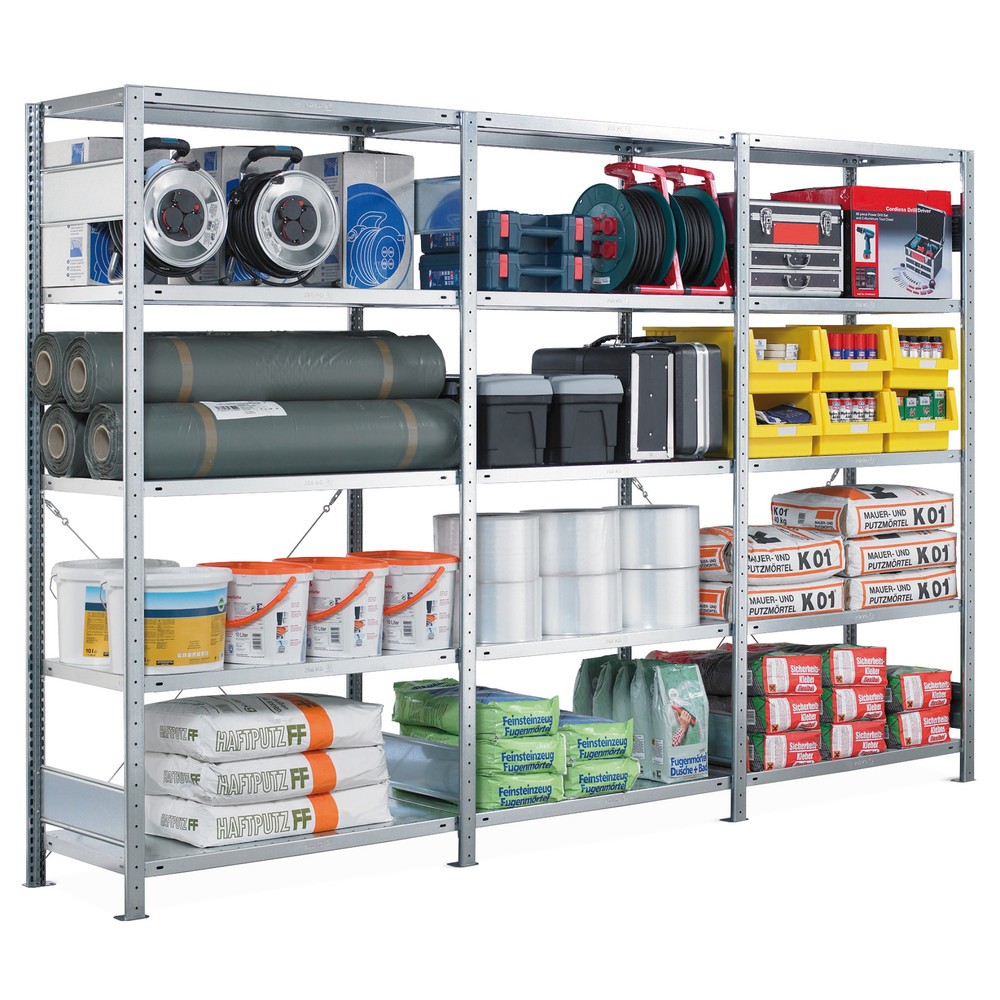 Produktabbildung: SCHULTE Komplettpaket Fachbodenregal Stecksystem, FL 250 kg, HxBxT 2.000 x 3.000 x 400 mm