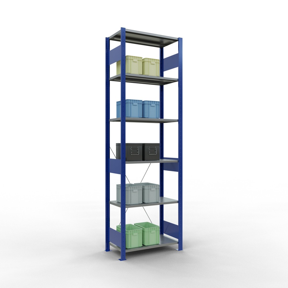 N° de l'image du produit 3 : SCHULTE Rayonnage à tablettes, bleu gentiane / galvanisé, charge par tablette 150 kg, HxlxP 2 500 x 810 x 436 mm