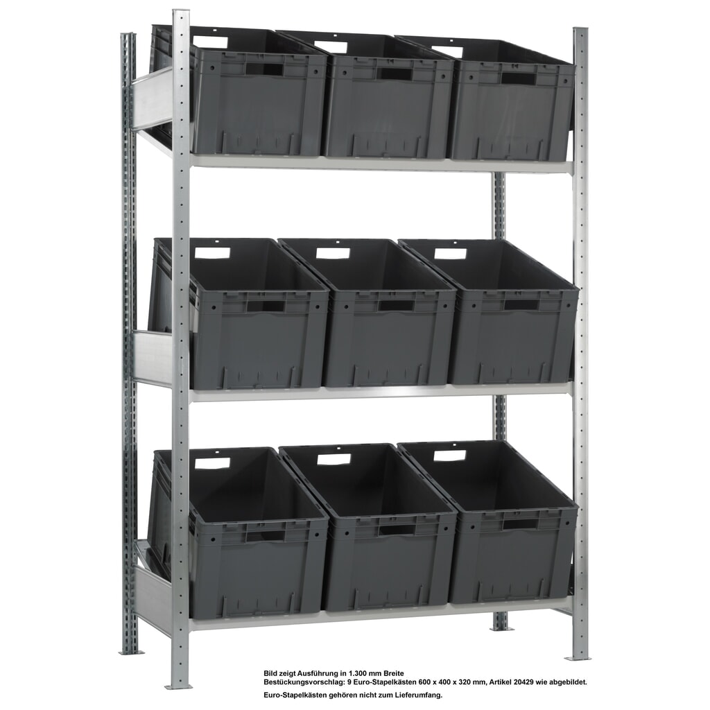 Produktabbildung: SCHULTE Schrägbodenregal, Grundfeld MULTIplus 150, 2000 x 1000 x 600 mm