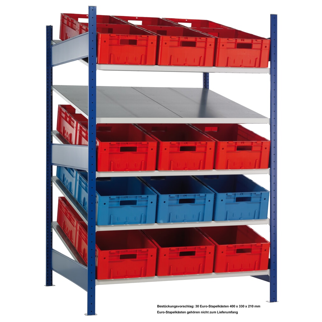 SCHULTE Schrägbodenregal XL, Grundfeld MULTIplus 150, 2000 x 1300 x 1200 mm Produktabbildung: SCHULTE Schrägbodenregal XL, Grundfeld MULTIplus 150, 2000 x 1300 x 1200 mm