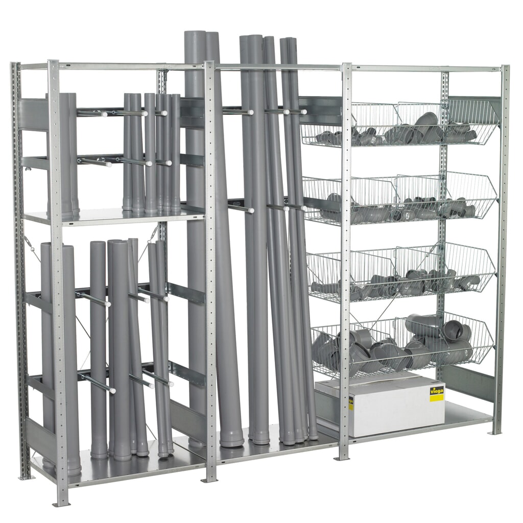 SCHULTE Vertikal- und Drahtgitterkorbregal, HxBxT 2.000 x 2.500 x 500 mm Produktabbildung: SCHULTE Vertikal- und Drahtgitterkorbregal, HxBxT 2.000 x 2.500 x 500 mm