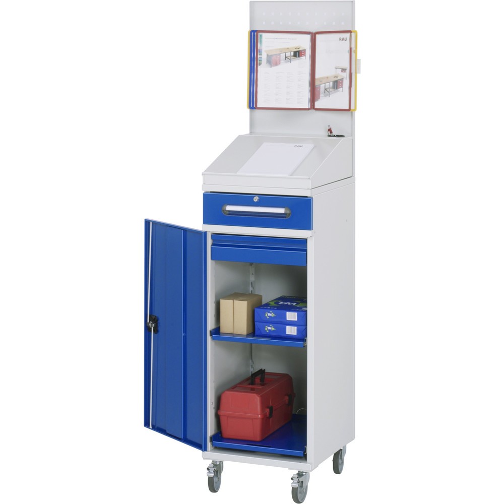 Immagine del prodotto: Leggio su ruote mobile RAU, HxBxT 1.235-1.895 x 450 x 520 mm, cassetti 1 x 80, 1 x 120 mm