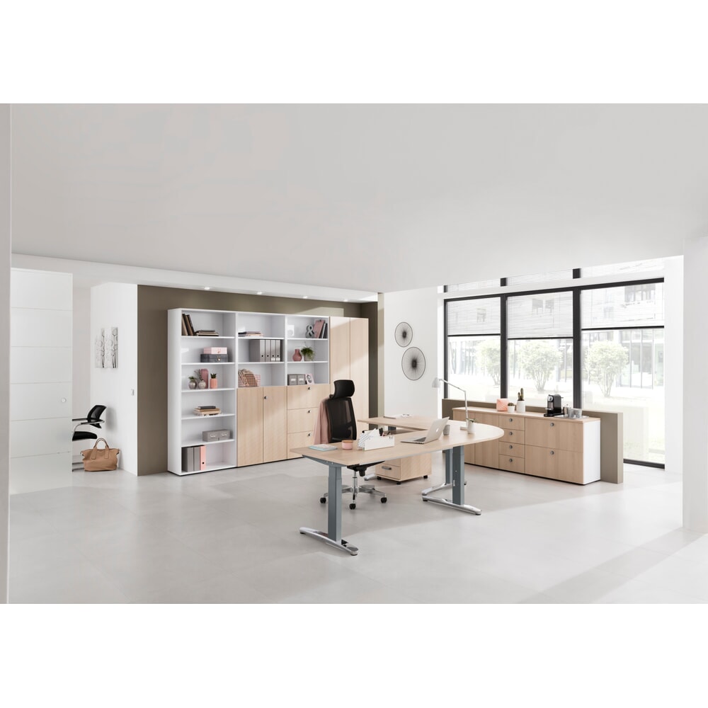 Immagine del prodotto n. 5: Hammerbacher scrivania regolabile manualmente in altezza, piedino a C, LxP 1.600 x 800 mm, grigio