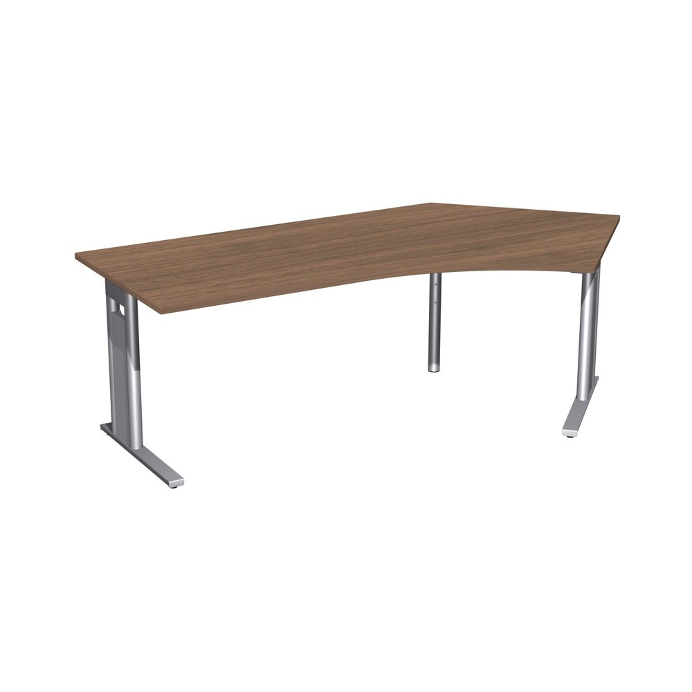 Immagine del prodotto n. 1: Scrivania da ufficio Geramöbel Profi con piano tavolo sagomato a 135° a destra, telaio con piedino a C, LxP 2.166 x 1.130 mm, noce.