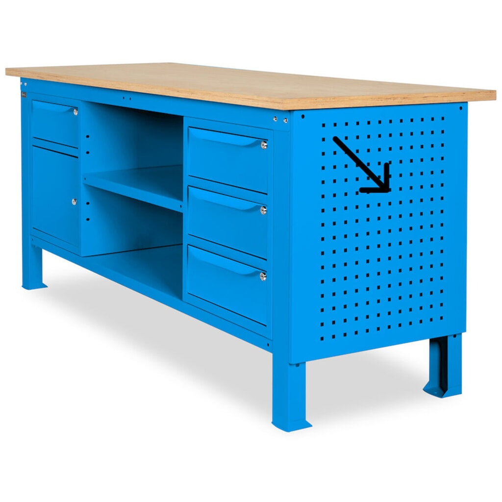 Seitliche Lochplatte für Fami Werkbänke, HxBxT 669 x 610 x 18 mm, RAL 5012 Produktabbildung Nr. 3: Seitliche Lochplatte für Fami Werkbänke, HxBxT 669 x 610 x 18 mm, RAL 5012