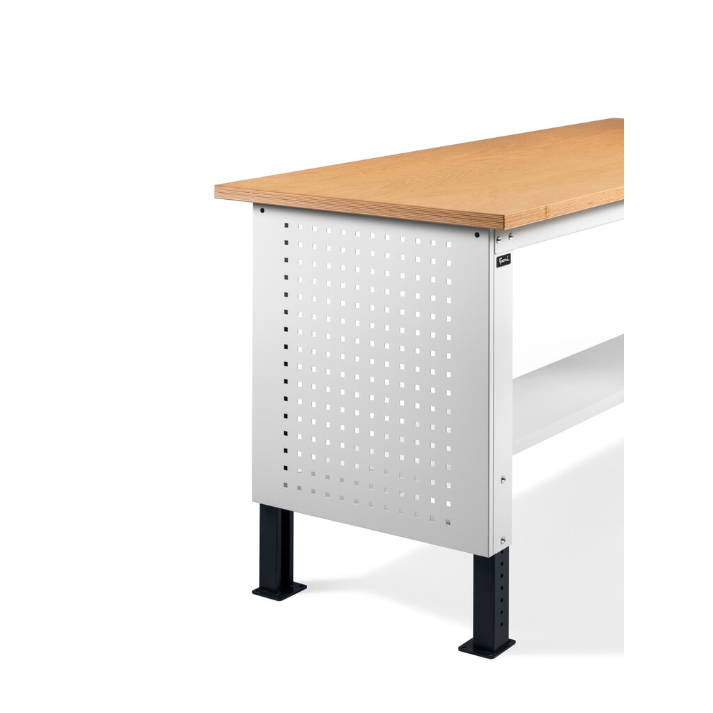 Seitliche Lochplatte für Fami Werkbänke, HxBxT 669 x 610 x 18 mm, RAL 7035 Produktabbildung: Seitliche Lochplatte für Fami Werkbänke, HxBxT 669 x 610 x 18 mm, RAL 7035