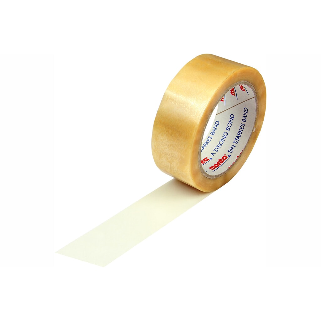 Selbstklebefilm, 38 mm breit x 66 lfm, transparent, 54µ Produktabbildung: Selbstklebefilm, 38 mm breit x 66 lfm, transparent, 54µ