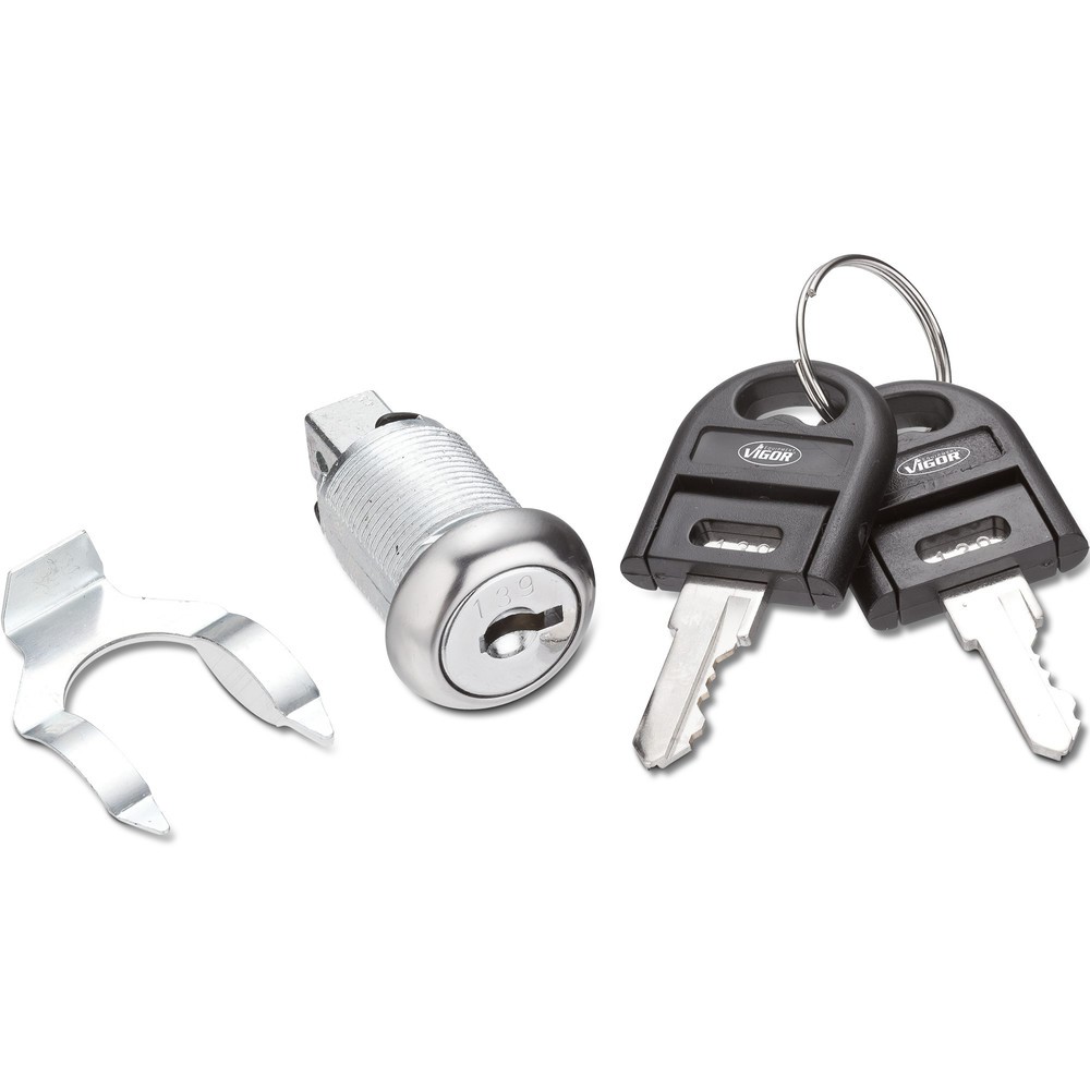 Illustration du produit: Serrure pour chariots à outils et établis VIGOR®, 2 clés incluses