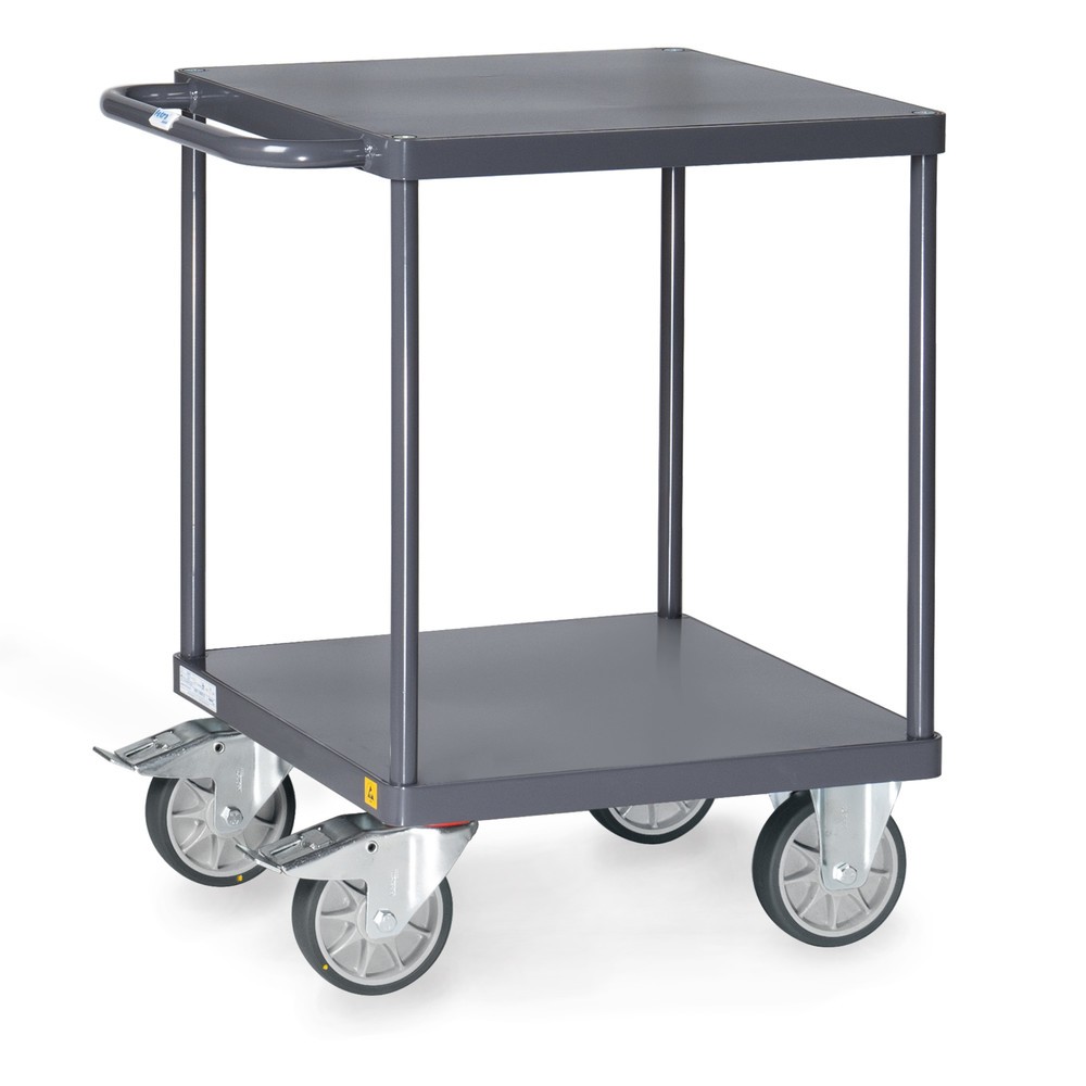 Illustration du produit: Servante et chariot de montage ESD fetra® avec tablettes en tôle d’acier de 600 x 600 mm