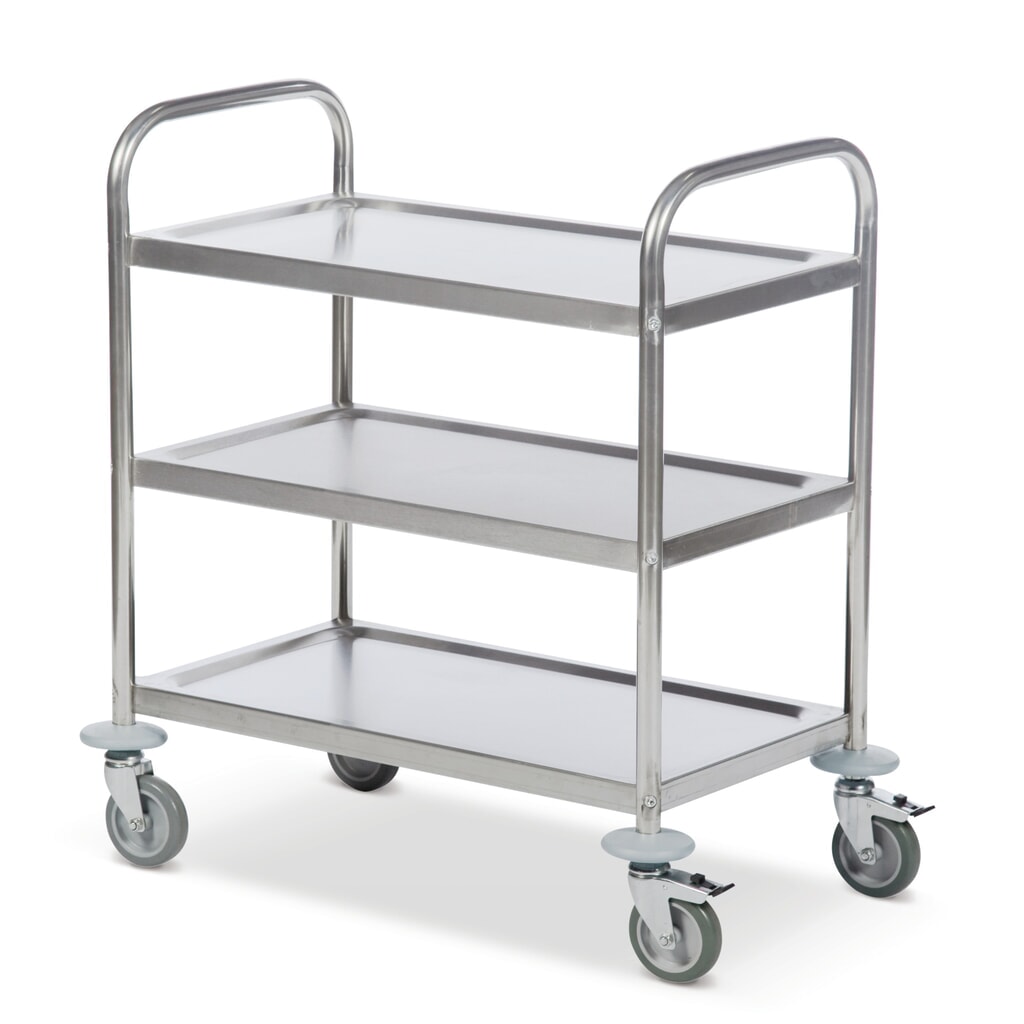 Kongamek Servierwagen Edelstahl, 3 Böden à 685 x 380 mm Produktabbildung: Kongamek Servierwagen Edelstahl, 3 Böden à 685 x 380 mm