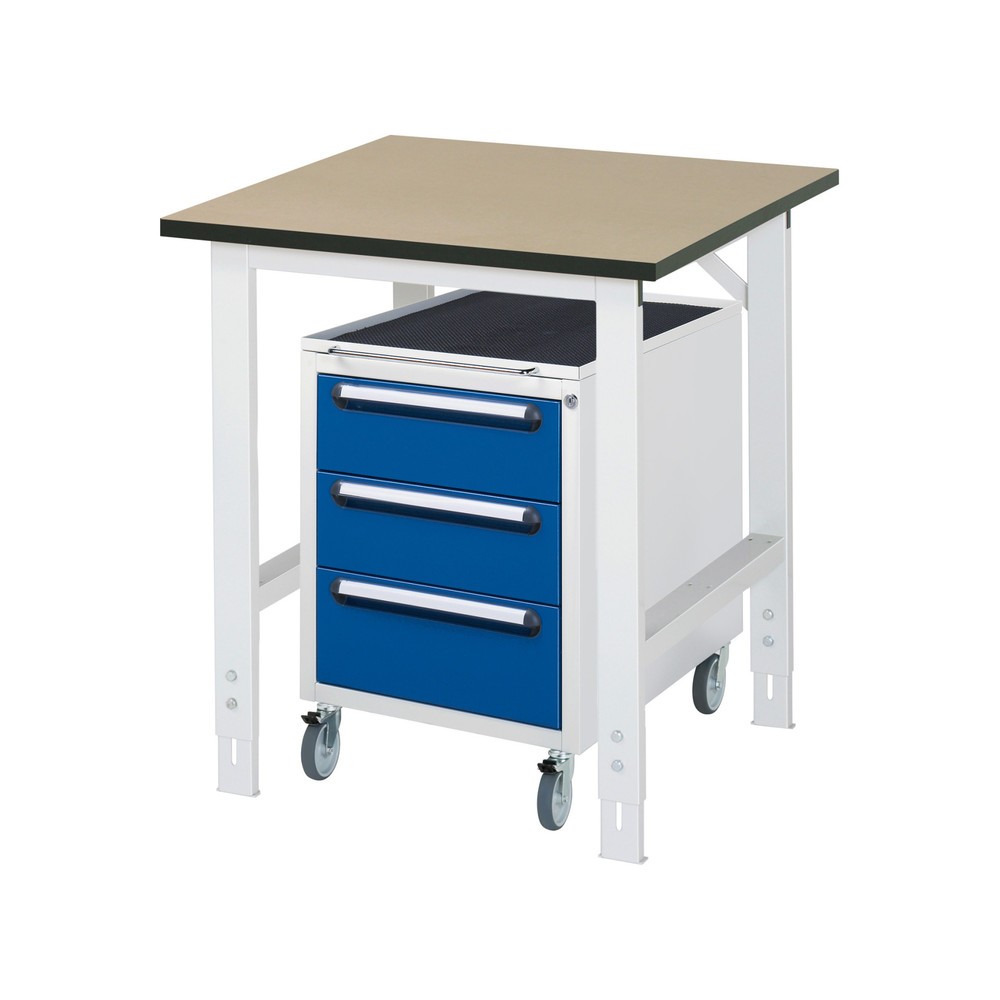 Immagine del prodotto: Set officina RAU TOM 2 pezzi, con tavolo da lavoro, AxLxP 760-1.080 x 750 x 800 mm, piano di lavoro in MDF, più contenitore su ruote con 3 cassetti, AxLxP 690 x 480 x 600 mm