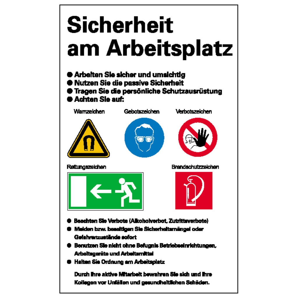 Sicherheitsaushang: Sicherheit am Arbeitsplatz