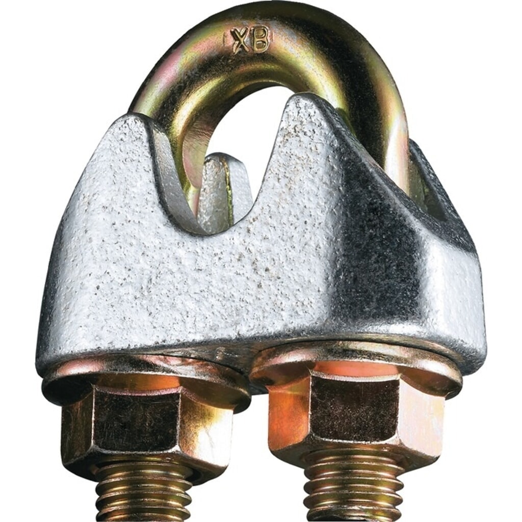 Produktabbildung: Sicherheitsdrahtseilklemme DIN 1142-EN 13411-5, Nenngröße 8,0 mm, Gewinde M8, verzinkt