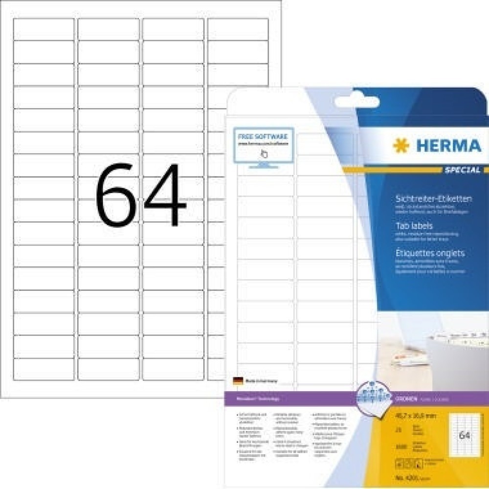 Produktabbildung: HERMA Sichtreiteretikett 4201 45,7x16,9mm sk weiß 1.600 St./Pack.