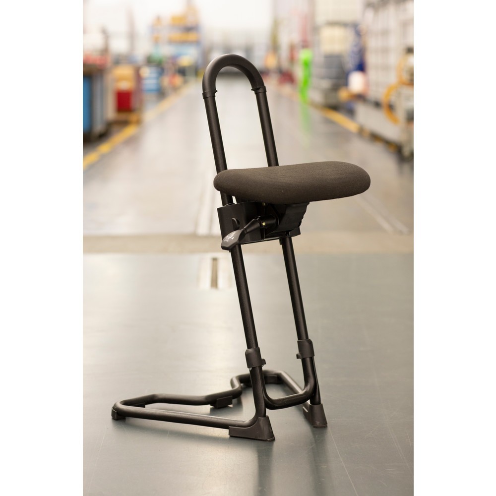 N° de l'image du produit 2 : Siège assis-debout à roulettes, revêtement en tissu, hauteur d'assise 610 à 860 mm, patins, pied
