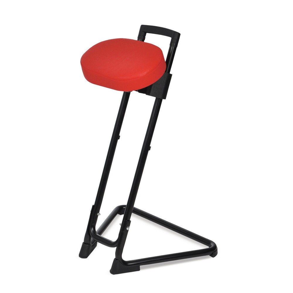 N° de l'image du produit 2 : Siège assis-debout, assise en similicuir basculante et inclinable, hauteur d’assise 600-850 mm, rouge feu/noir