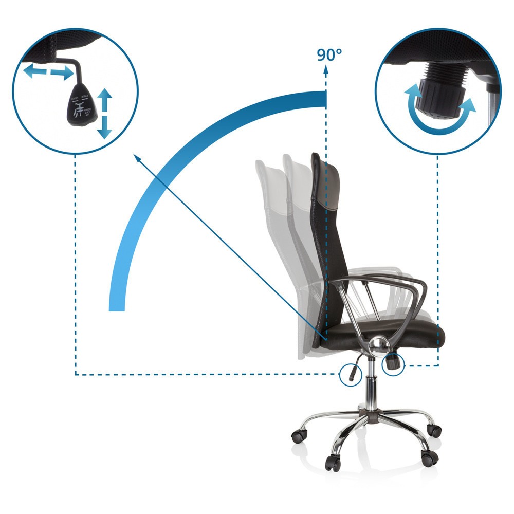 N° de l'image du produit 12 : Siège de bureau / fauteuil de direction hjh OFFICE ARIA HIGH tissu, noir