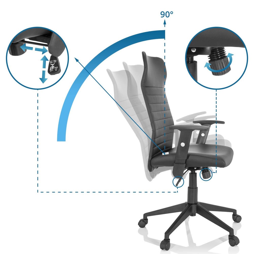 N° de l'image du produit 10 : Siège de bureau / fauteuil de direction hjh OFFICE ARTON 30 similicuir, noir