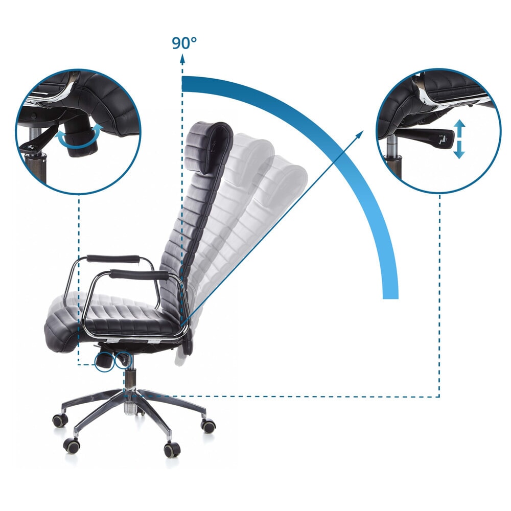 N° de l'image du produit 12 : Siège de bureau / fauteuil de direction hjh ASPERA 20 cuir, noir