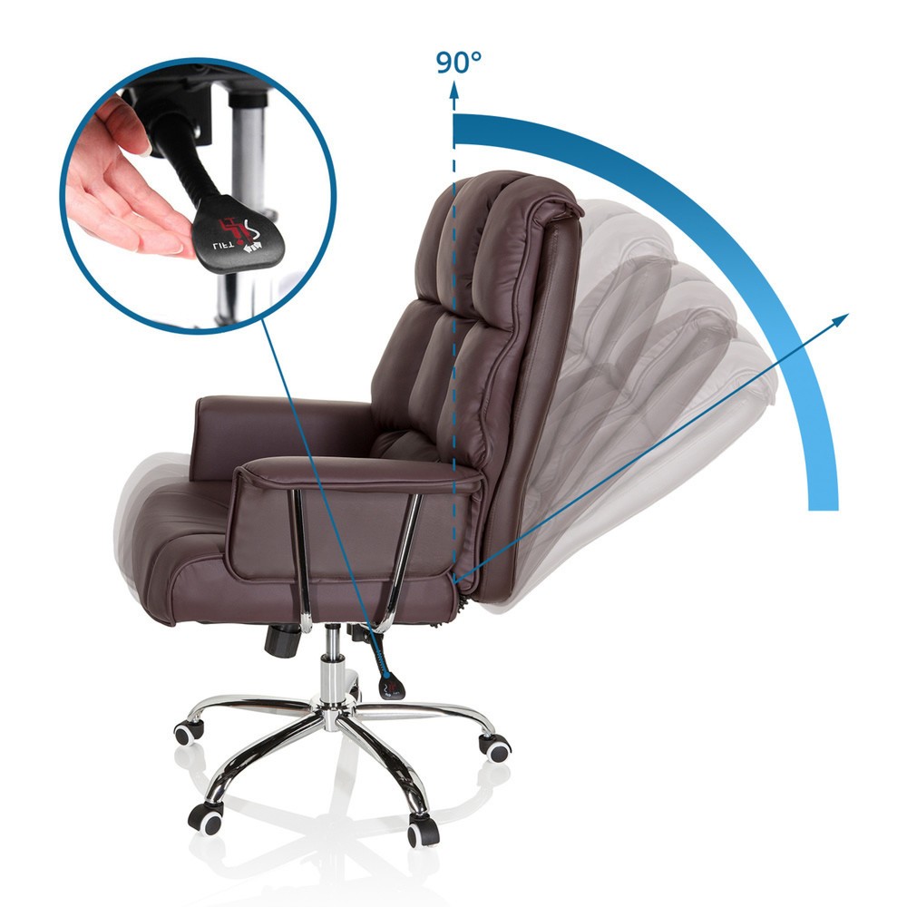 N° de l'image du produit 3 : Siège de bureau / fauteuil de direction hjh OFFICE COMMANDER PU similicuir, marron