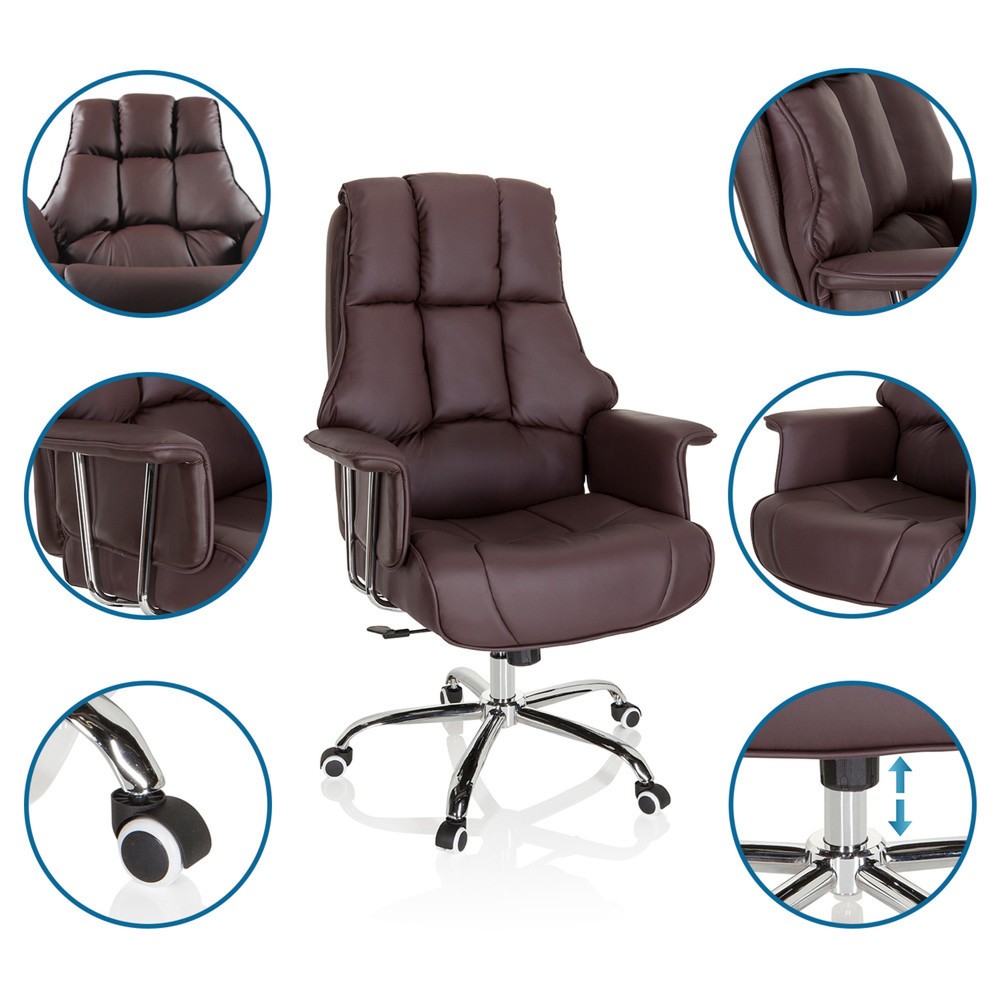 N° de l'image du produit 4 : Siège de bureau / fauteuil de direction hjh OFFICE COMMANDER PU similicuir, marron