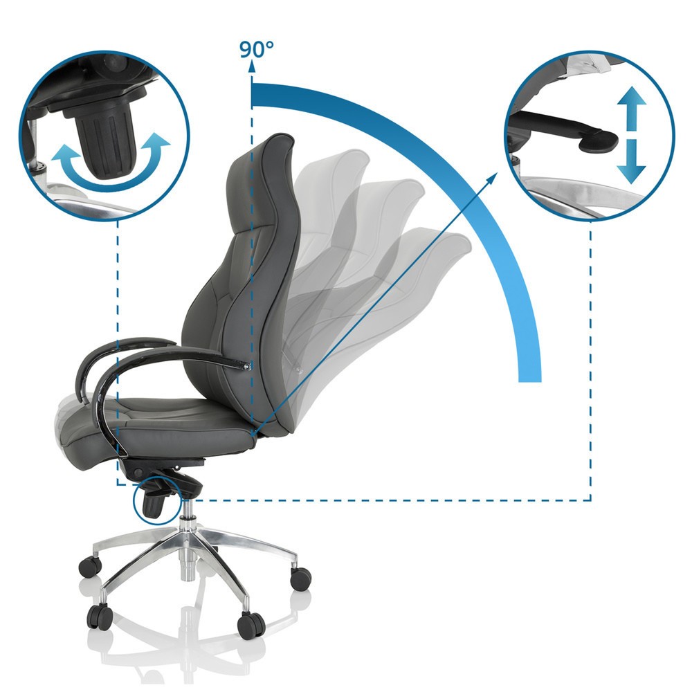 N° de l'image du produit 10 : Siège de bureau / fauteuil de direction hjh OFFICE ELEGANCE I similicuir, gris